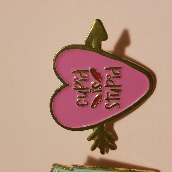 Pins Swag Flair Fries Before Guys Cupid Is Stupid Pink Gold EUC - Picture 6 of 6